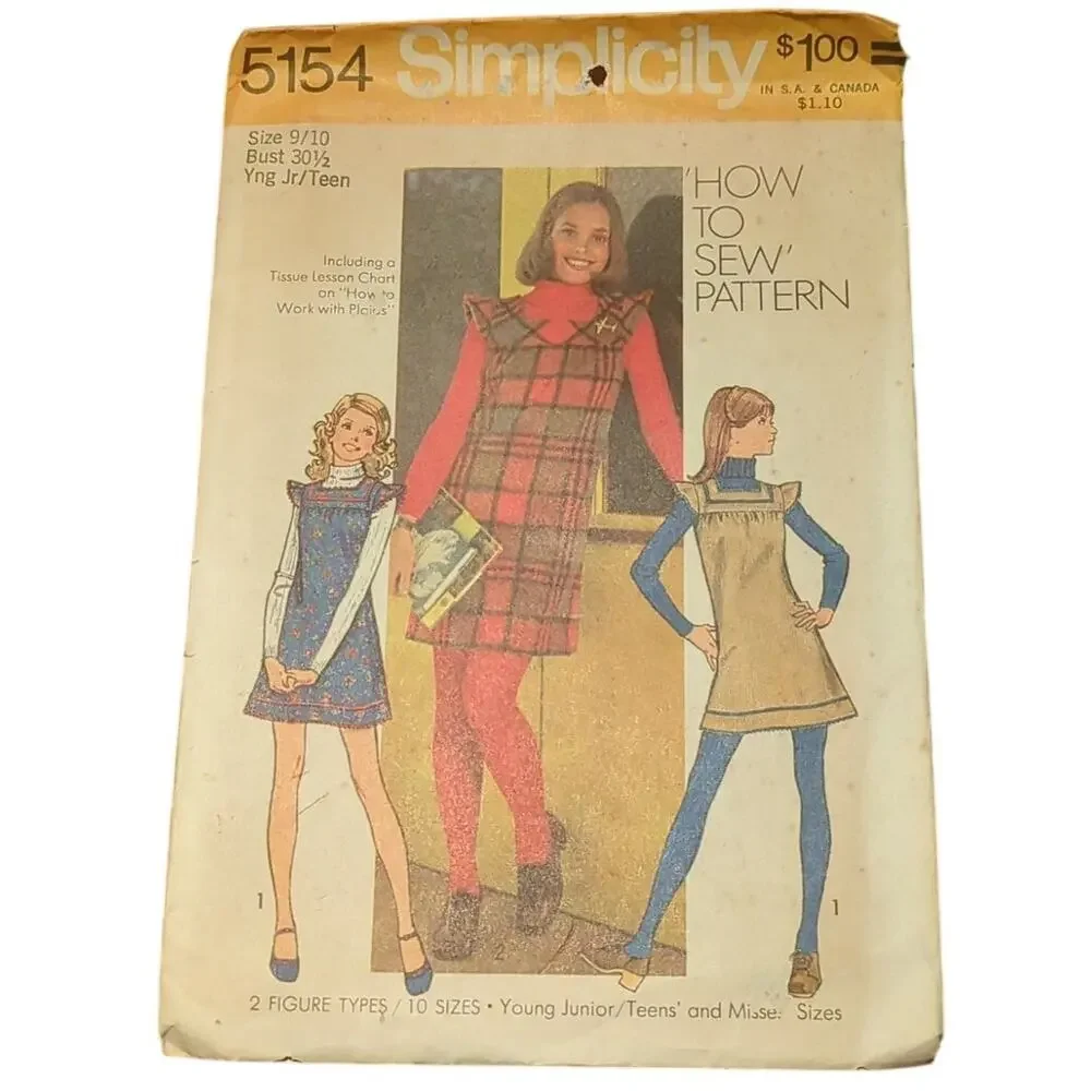 Simplicity 5154 Vintage Sewing Pattern Size 9/10 Bust 30.5 Young Junior